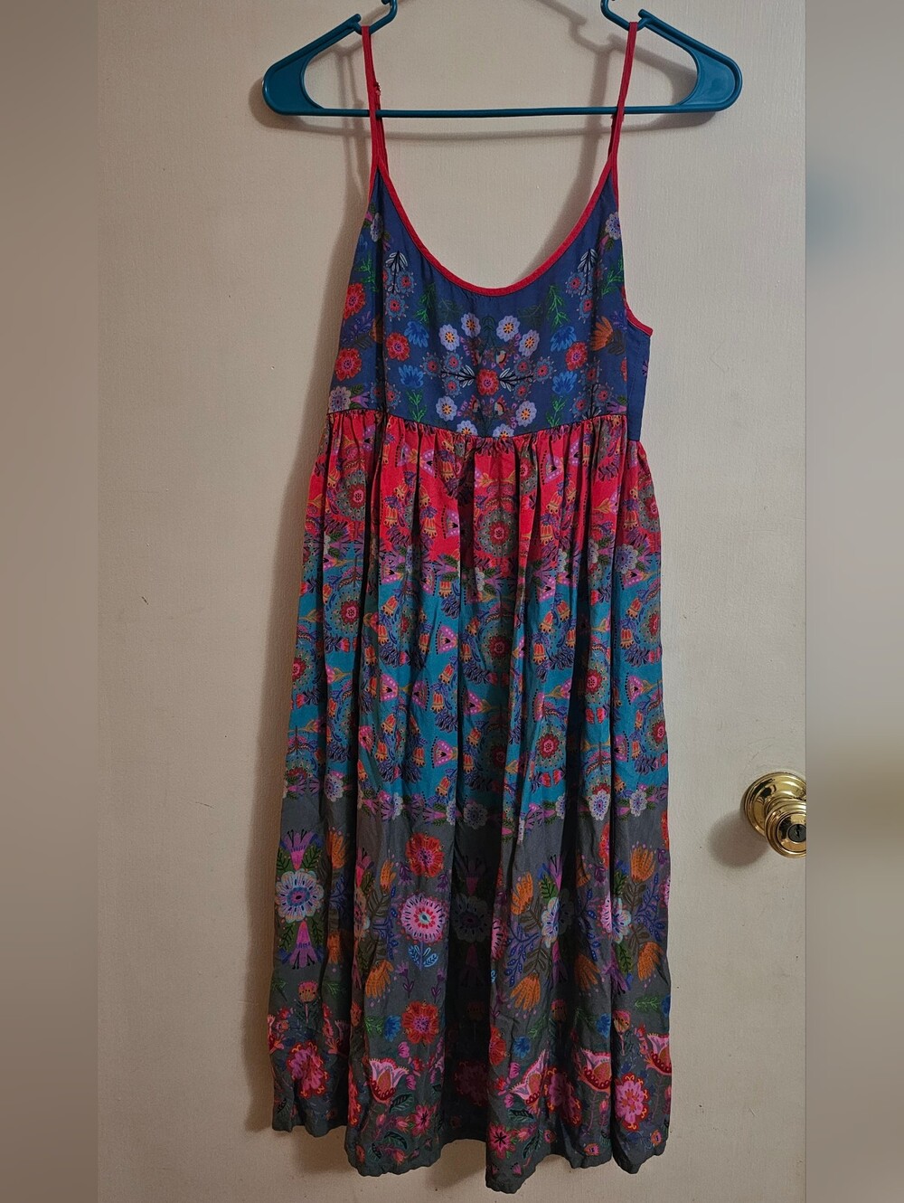 Natural Life Floral Sunburst Maxi Dress in Blue and Pink